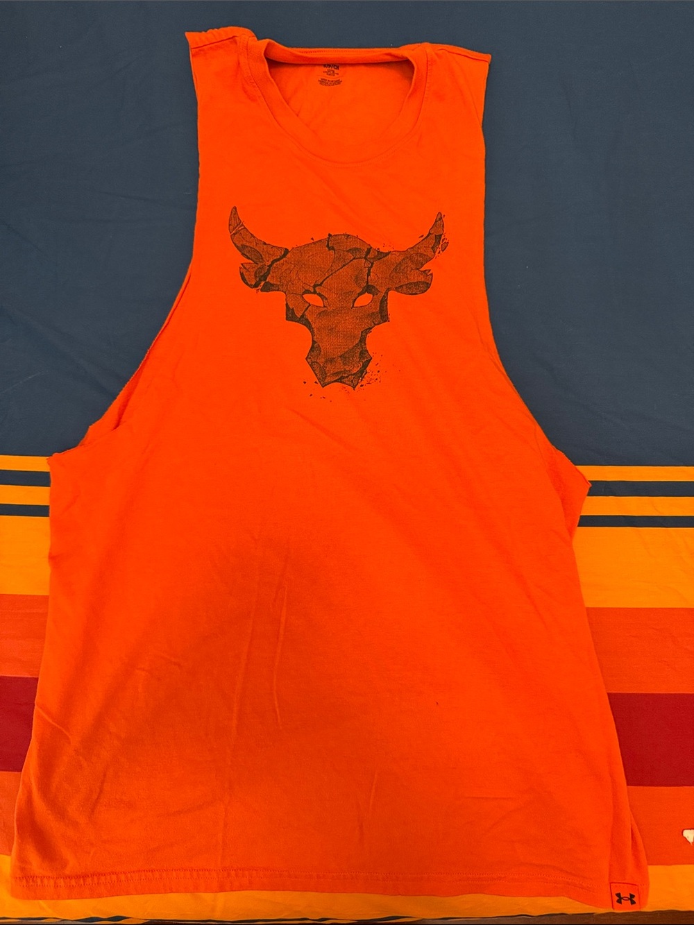 Project rock underarmour Bright Orange Graphic Muscle Tank Top
